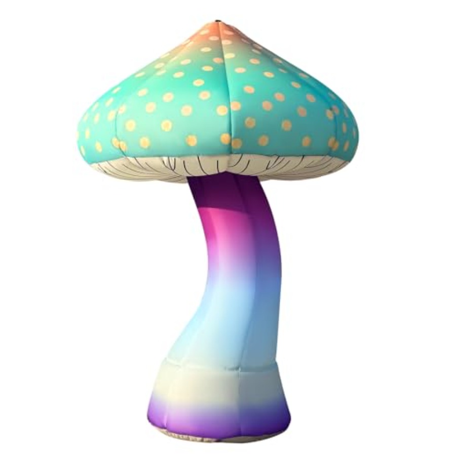Christmas Lights Outdoor - 8Feet Giant Inflatable Mushroom with Built-in