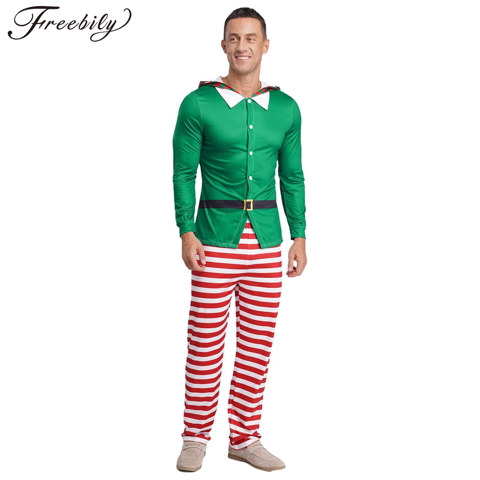 Elf Costume Christmas - Men Christmas Elf Pajamas Party Cosplay