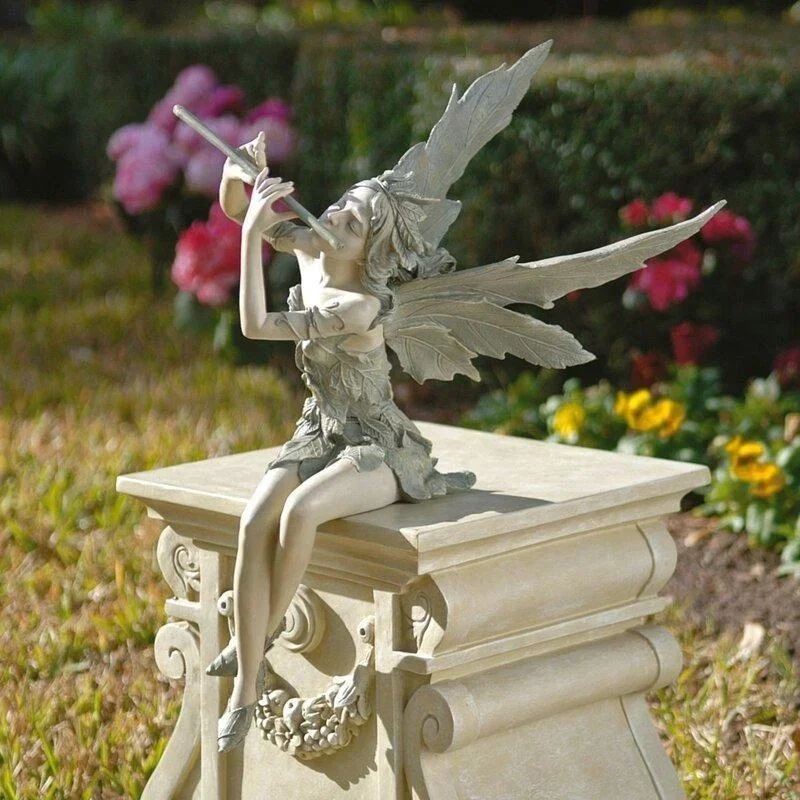 Nutcracker Figurine - Outdoor Garden Fairy Playing Flute Statue