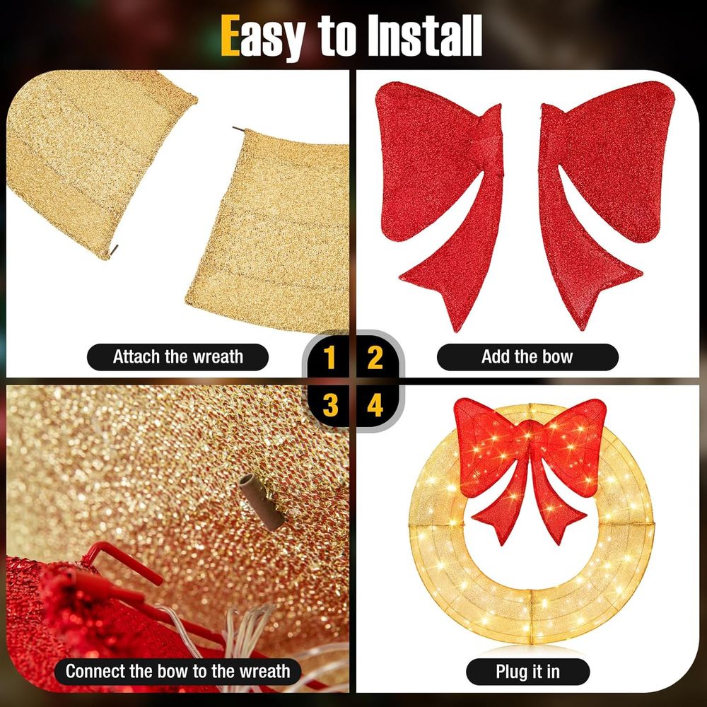 48 Inch Pre-Lit Christmas Wrea - Christmas Lights Outdoor 리뷰 및 가격