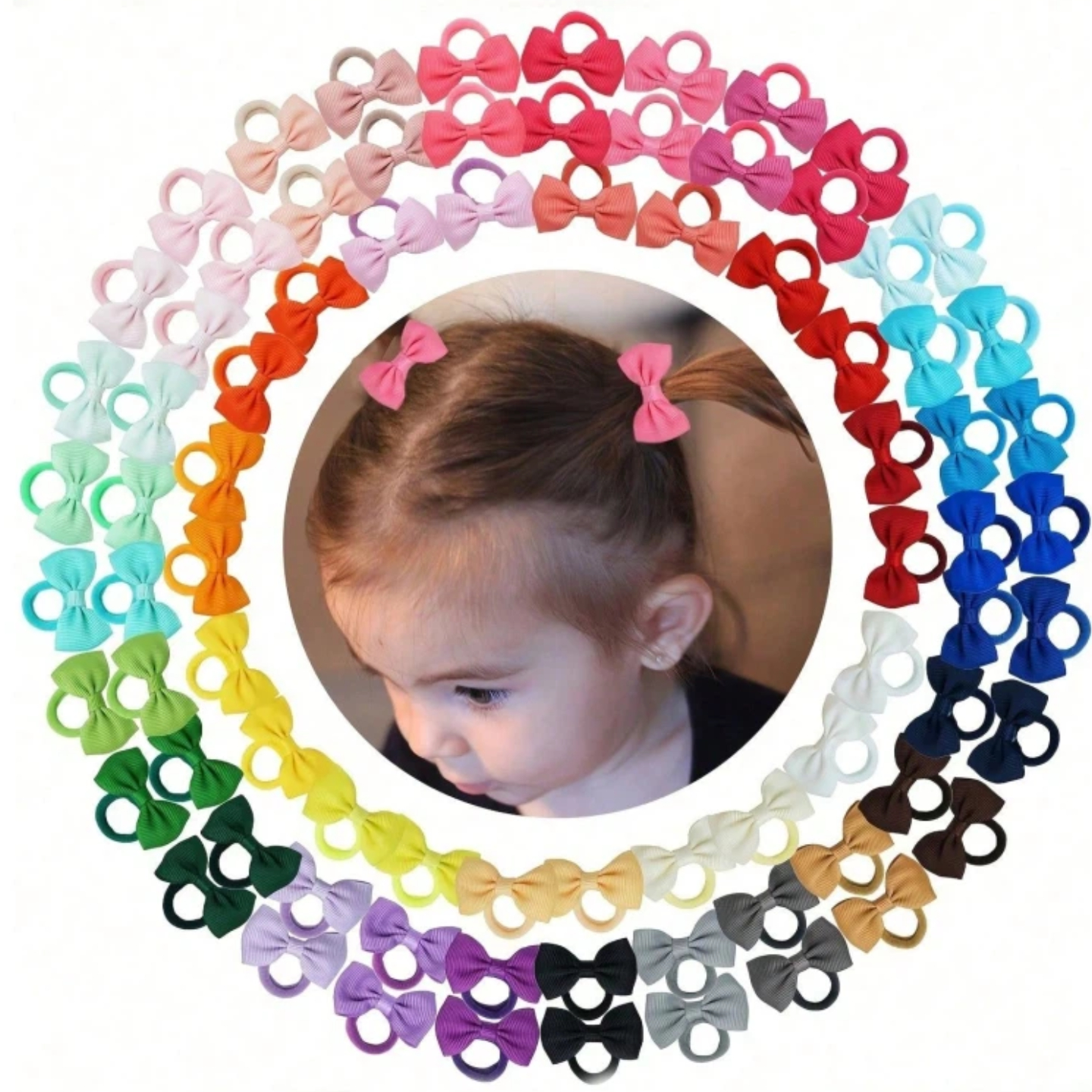 40/60/80 Baby Girls Hair Ties  - Ribbon Bow Gift 리뷰 및 가격