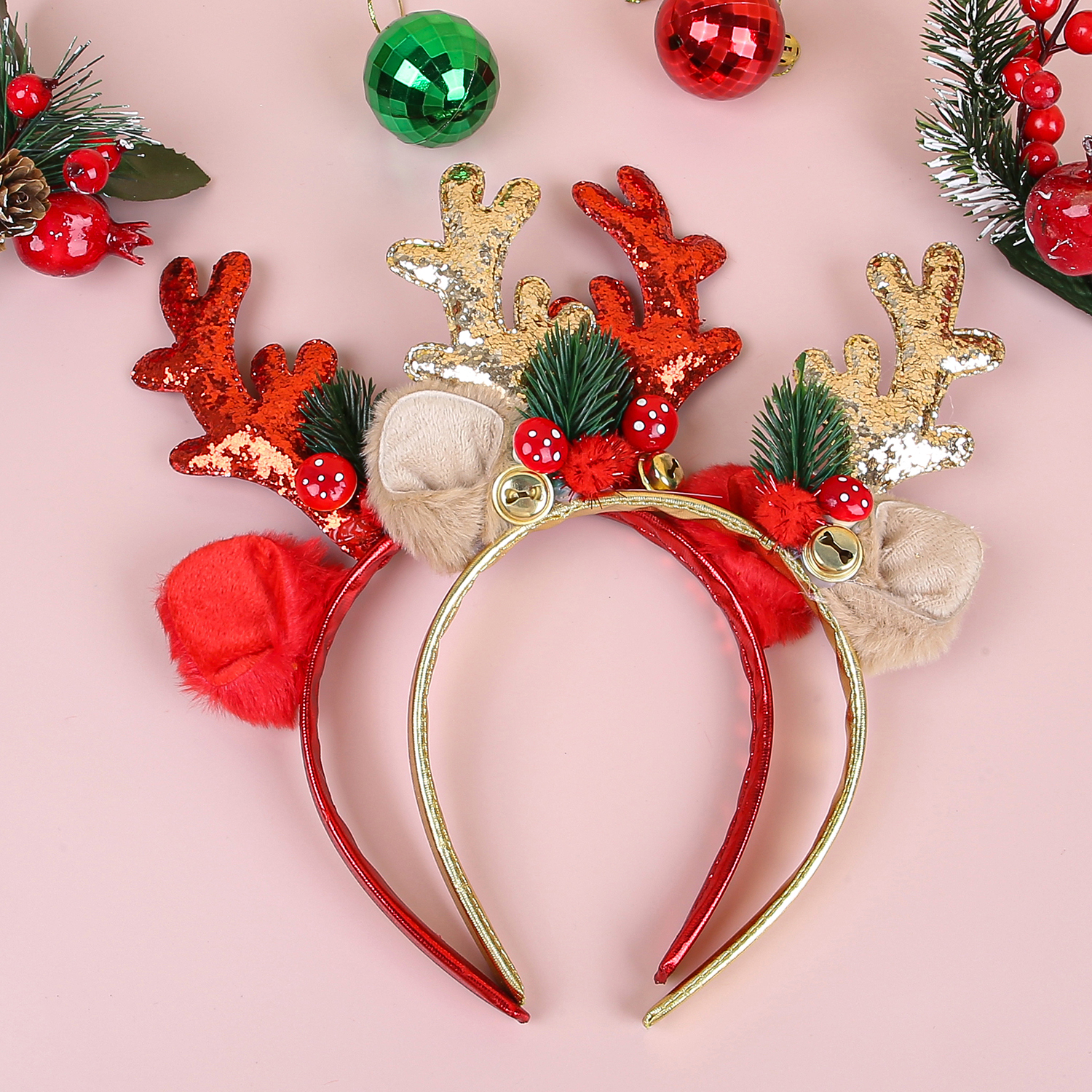 1/2pcs Christmas Glitter Deer  - Reindeer Antlers Headband 리뷰 및 가격