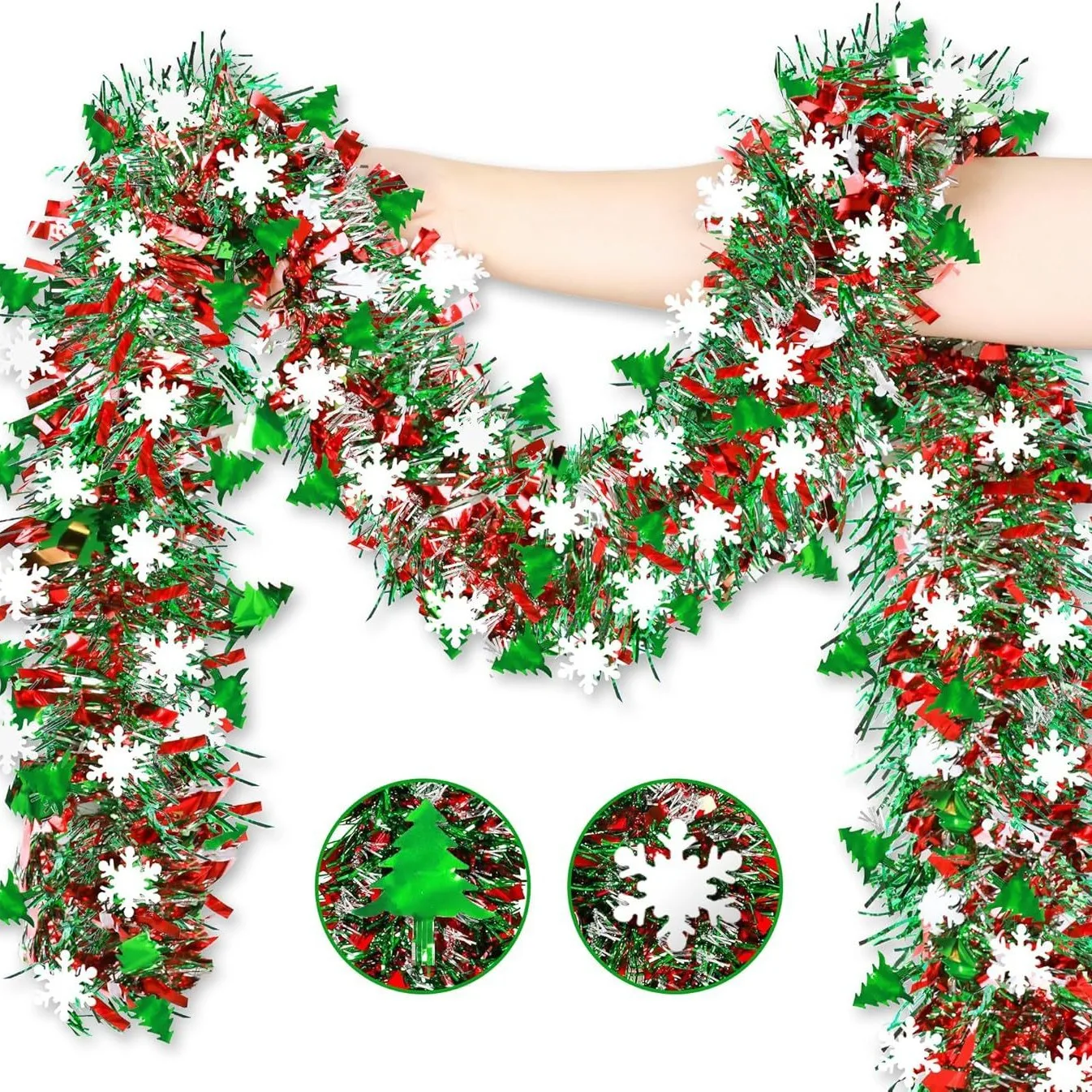 2M Christmas Snowflake Tinsel  - Tinsel Garland Decoration 리뷰 및 가격