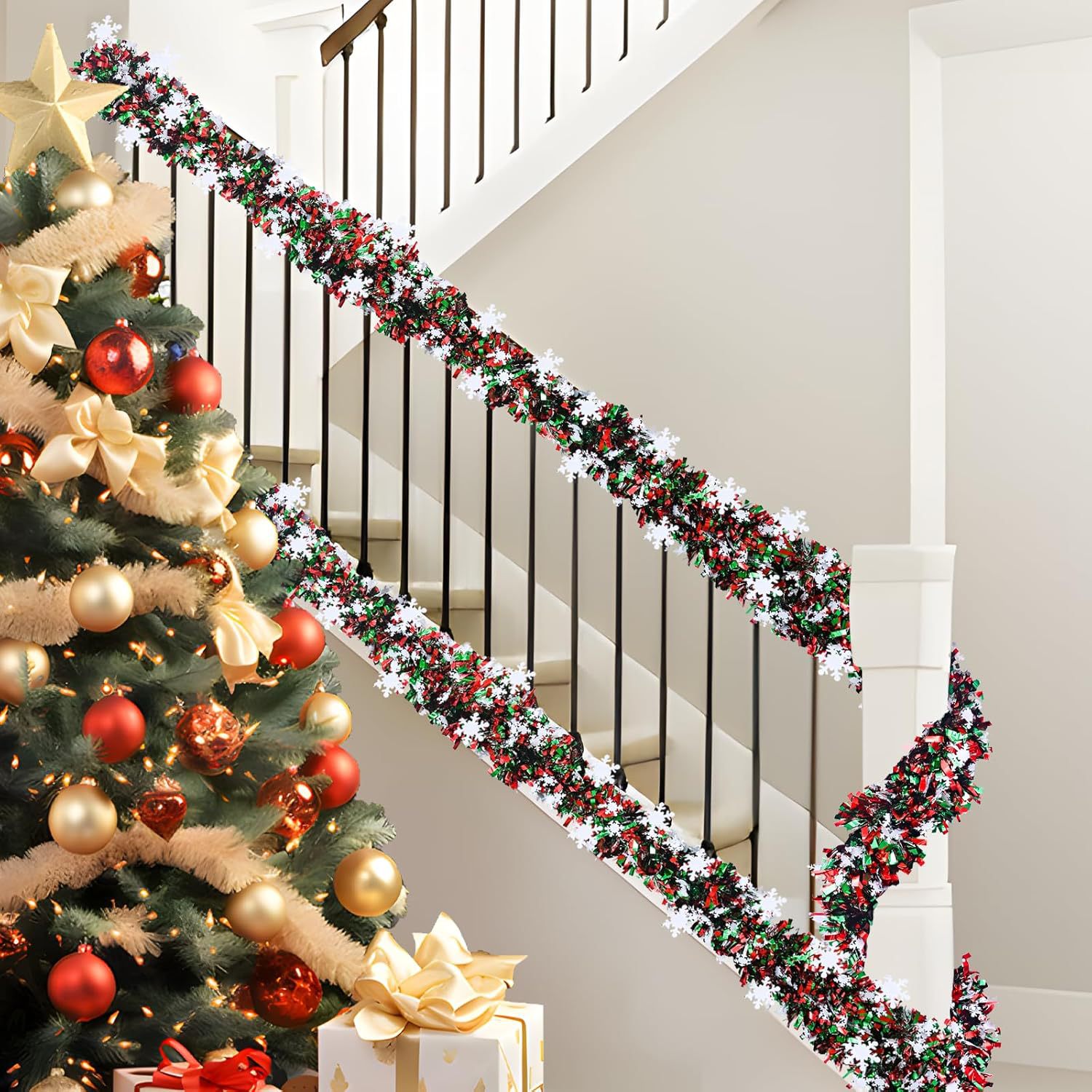 2M Christmas Snowflake Tinsel  - Tinsel Garland Decoration 리뷰 및 가격