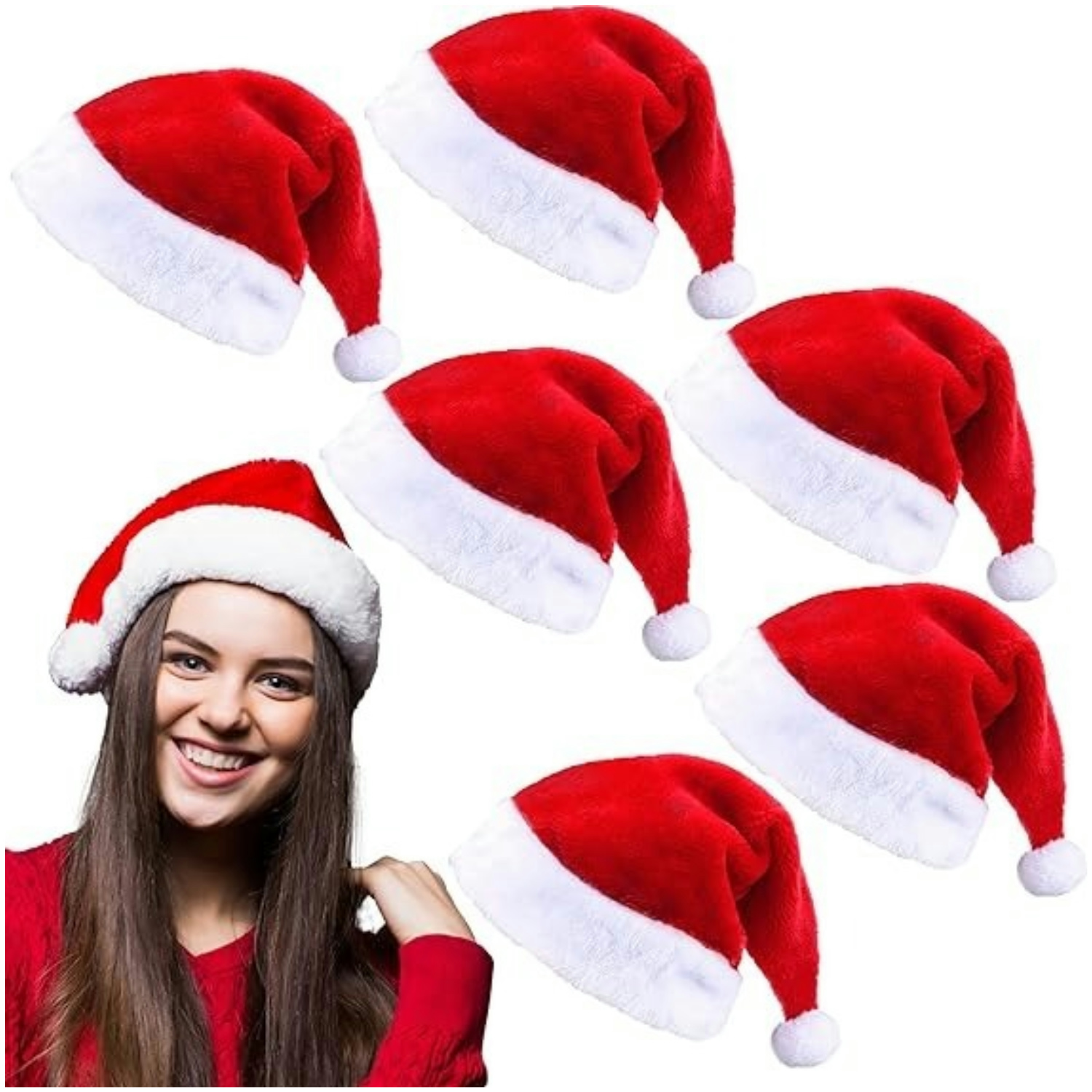 Fluffy Red Santa Hats Set with - Santa Hat Plush 리뷰 및 가격