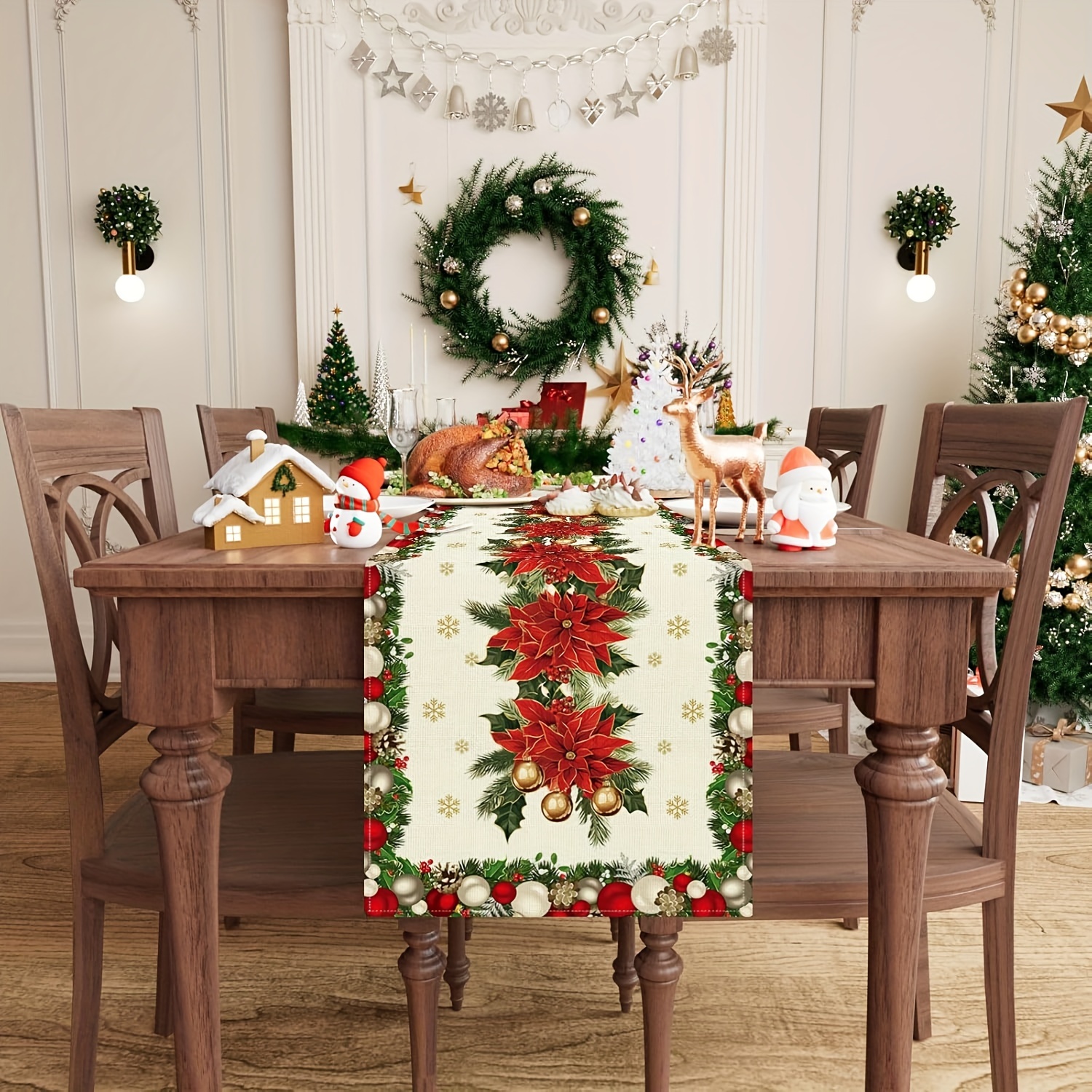 1pc Multi-Size Winter Floral T - Christmas Table Runner 리뷰 및 가격