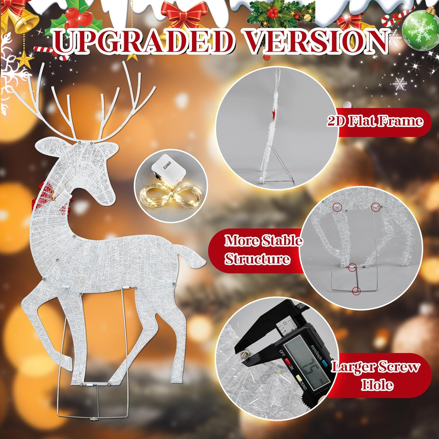 2D Lighted Reindeer Christmas  - Christmas Lights Outdoor 리뷰 및 가격