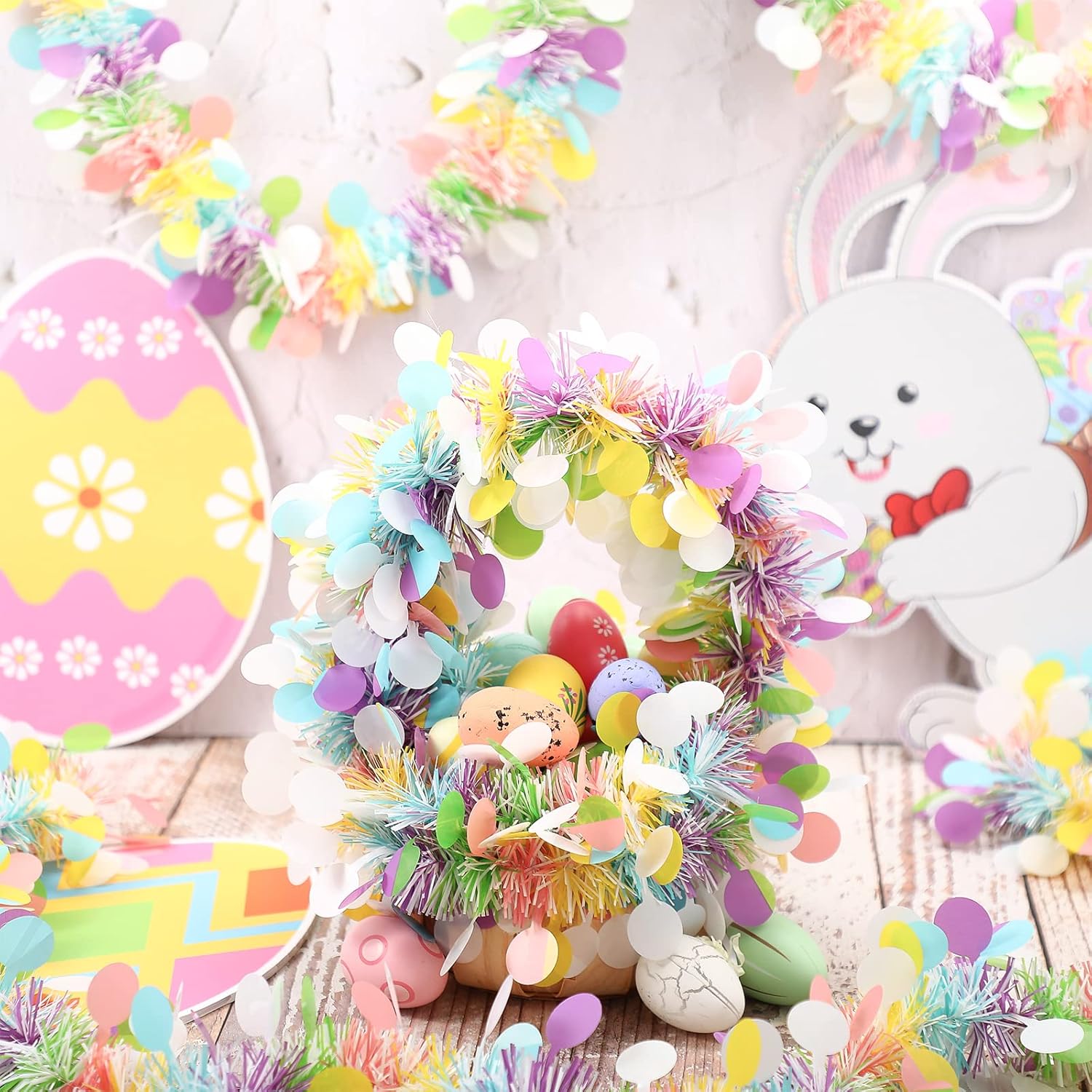 Easter Garland Decor 2PCS Glit - Tinsel Garland Decoration 리뷰 및 가격