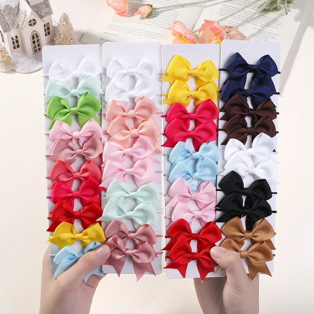 10Pcs Bows Elastic Hair rubber - Ribbon Bow Gift 리뷰 및 가격