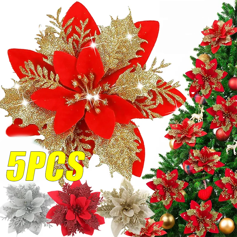 5PCS Christmas Flowers Christm - Christmas Tree Artificial 리뷰 및 가격