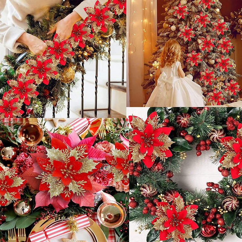 5PCS Christmas Flowers Christm - Christmas Tree Artificial 리뷰 및 가격
