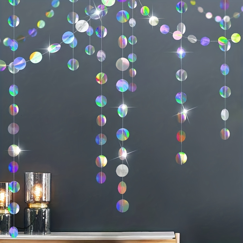1pc Shimmering Iridescent Circ - Tinsel Garland Decoration 리뷰 및 가격