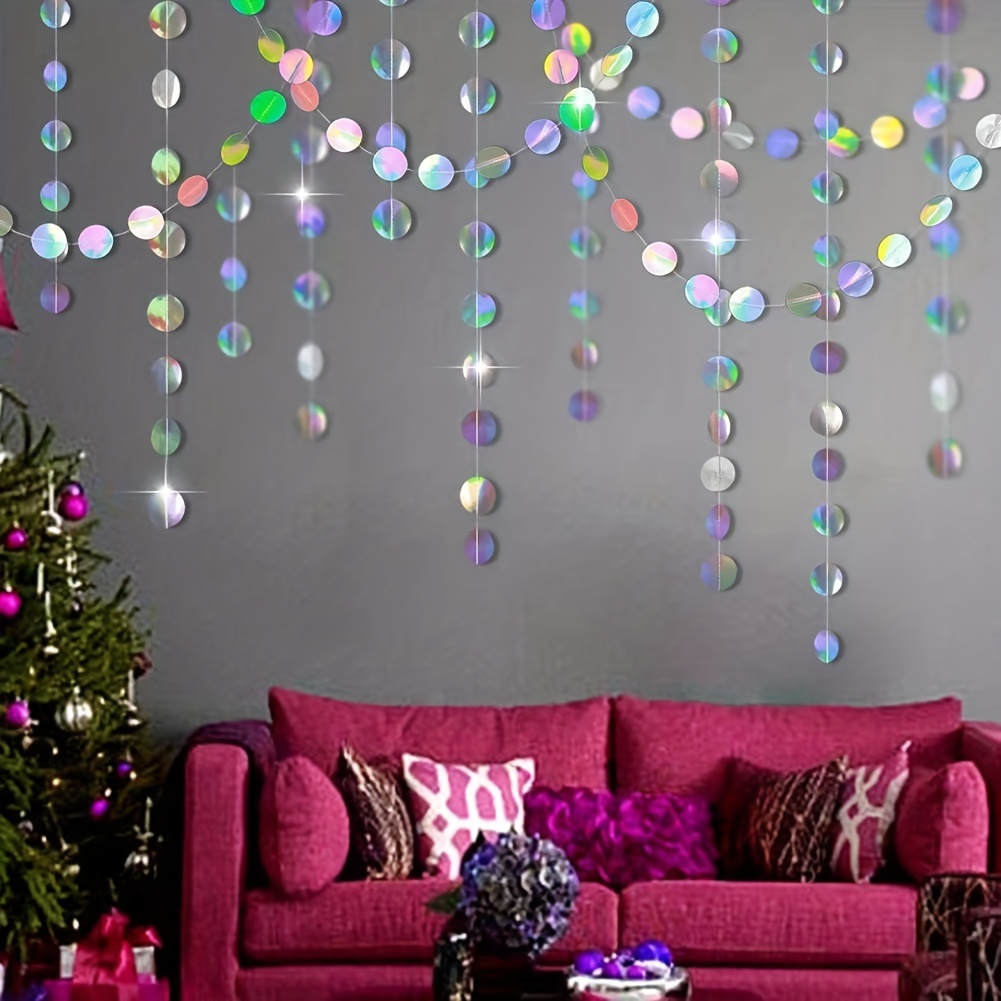 1pc Shimmering Iridescent Circ - Tinsel Garland Decoration 리뷰 및 가격