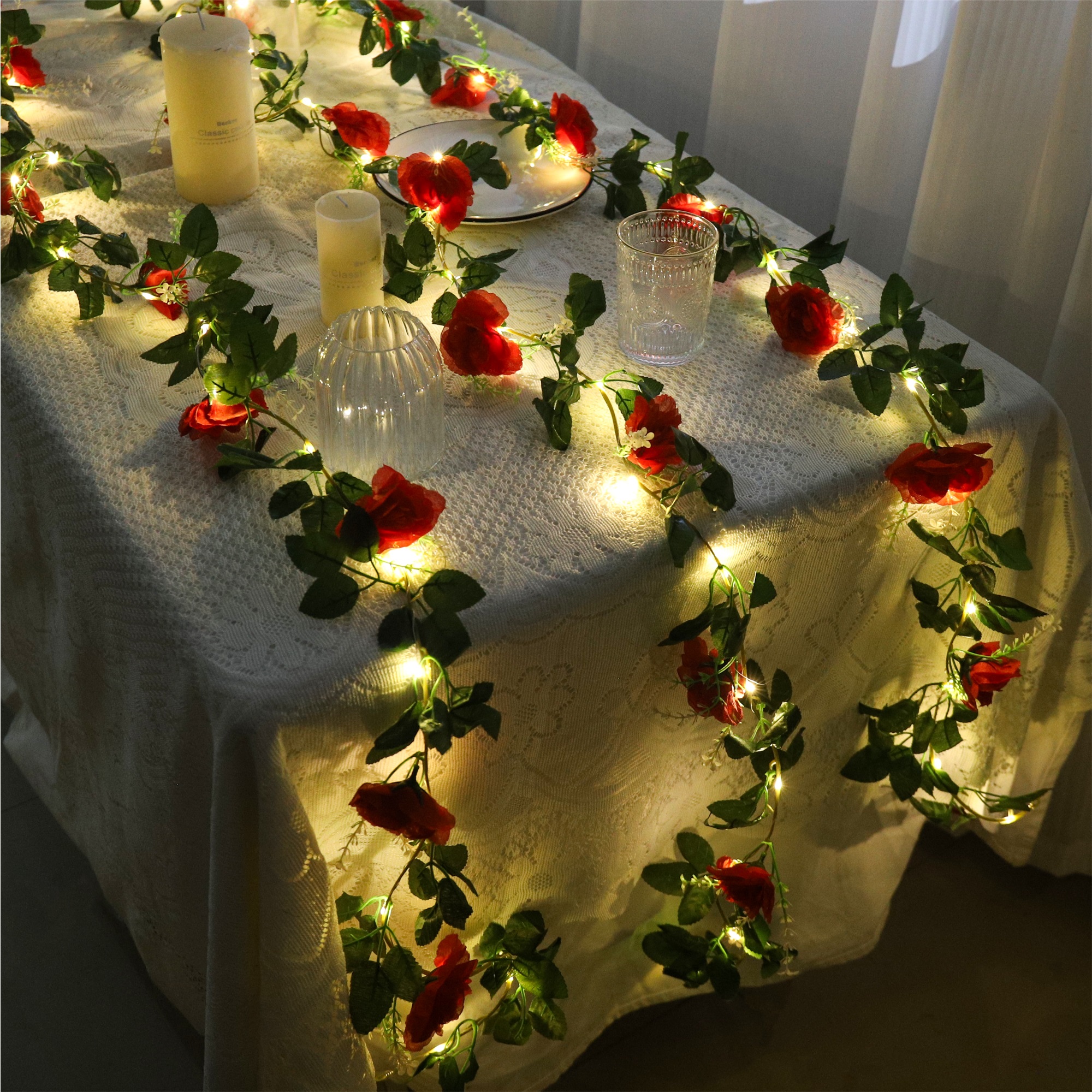 Rose LED Vine Light String Art - Christmas Wreath Fake 리뷰 및 가격