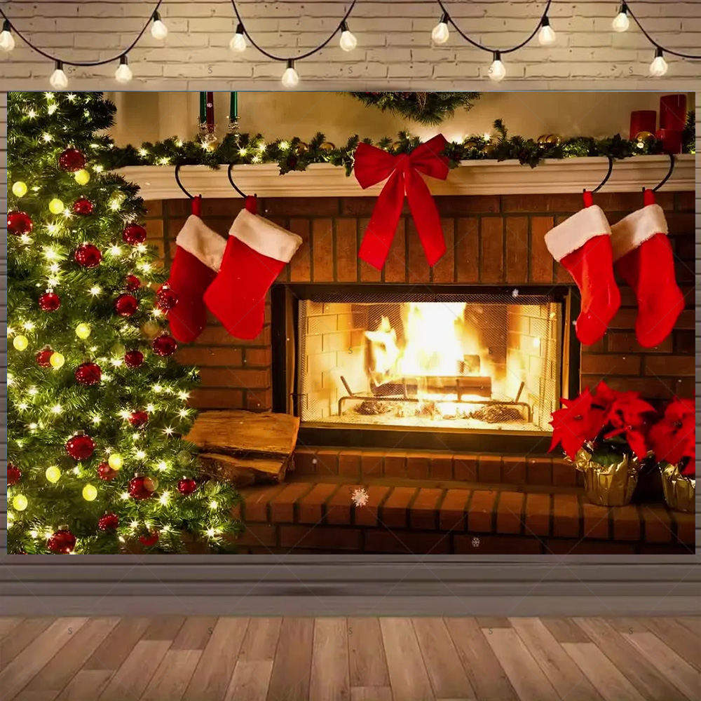 Christmas Photography Backdrop - Christmas Stocking Hanging 리뷰 및 가격