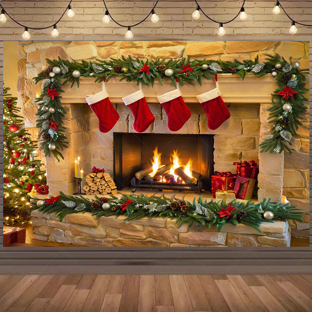 Christmas Photography Backdrop - Christmas Stocking Hanging 리뷰 및 가격