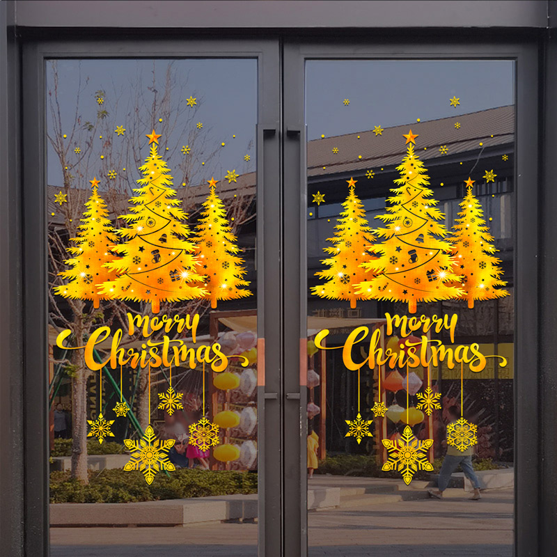 Gold Christmas Tree Snowflake  - Snowflake Window Decal 리뷰 및 가격
