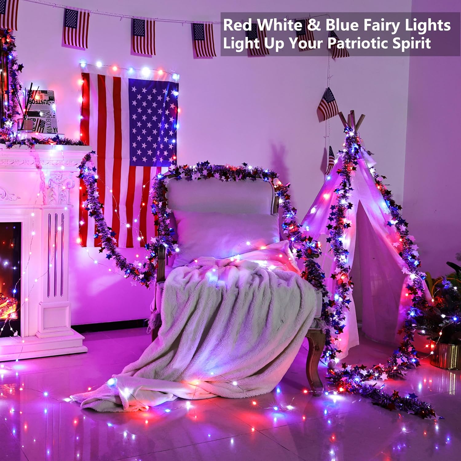 33ft 100 LED Red White Blue Fa - Led Fairy String Lights 리뷰 및 가격