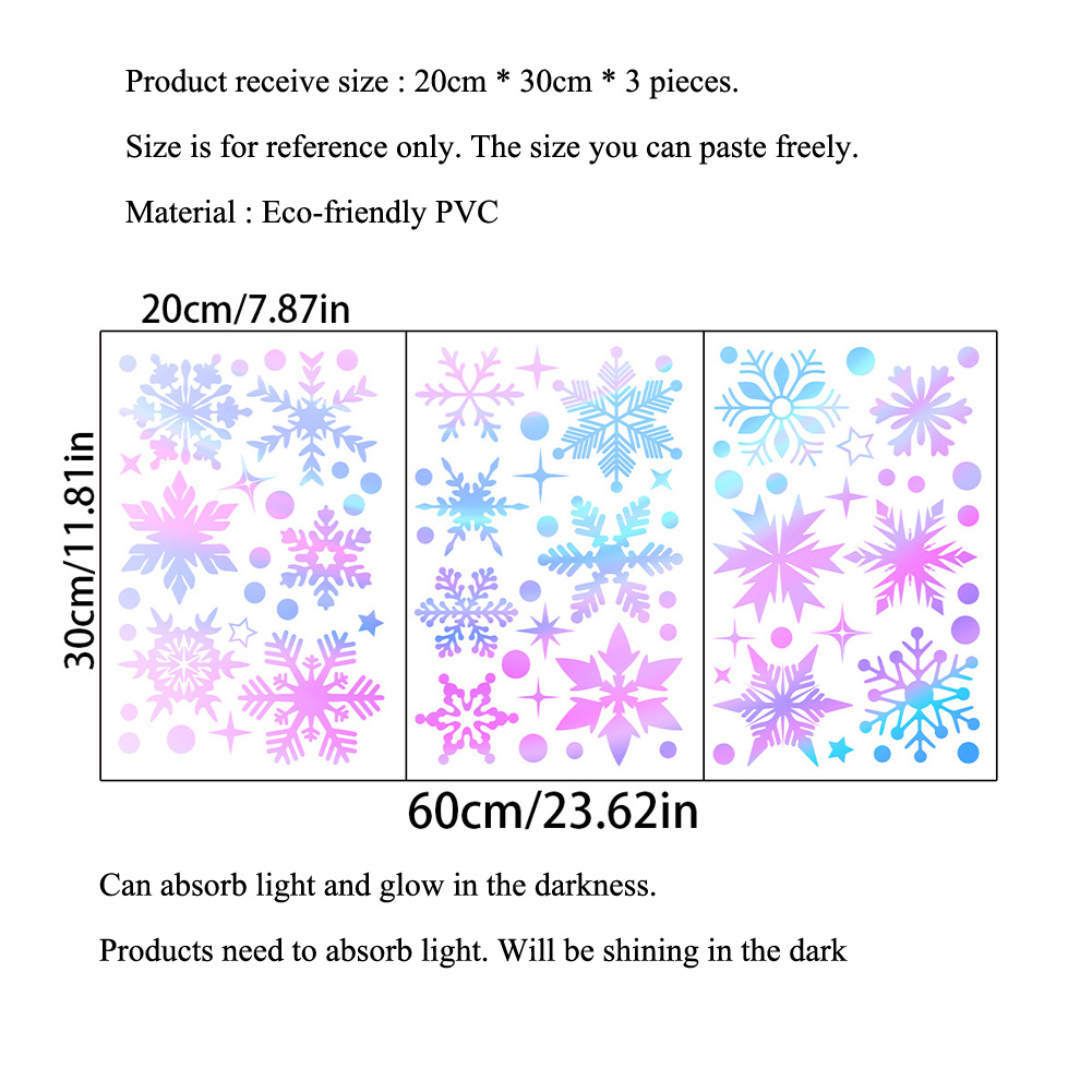 Colorful Luminous Snowflakes W - Snowflake Window Decal 리뷰 및 가격
