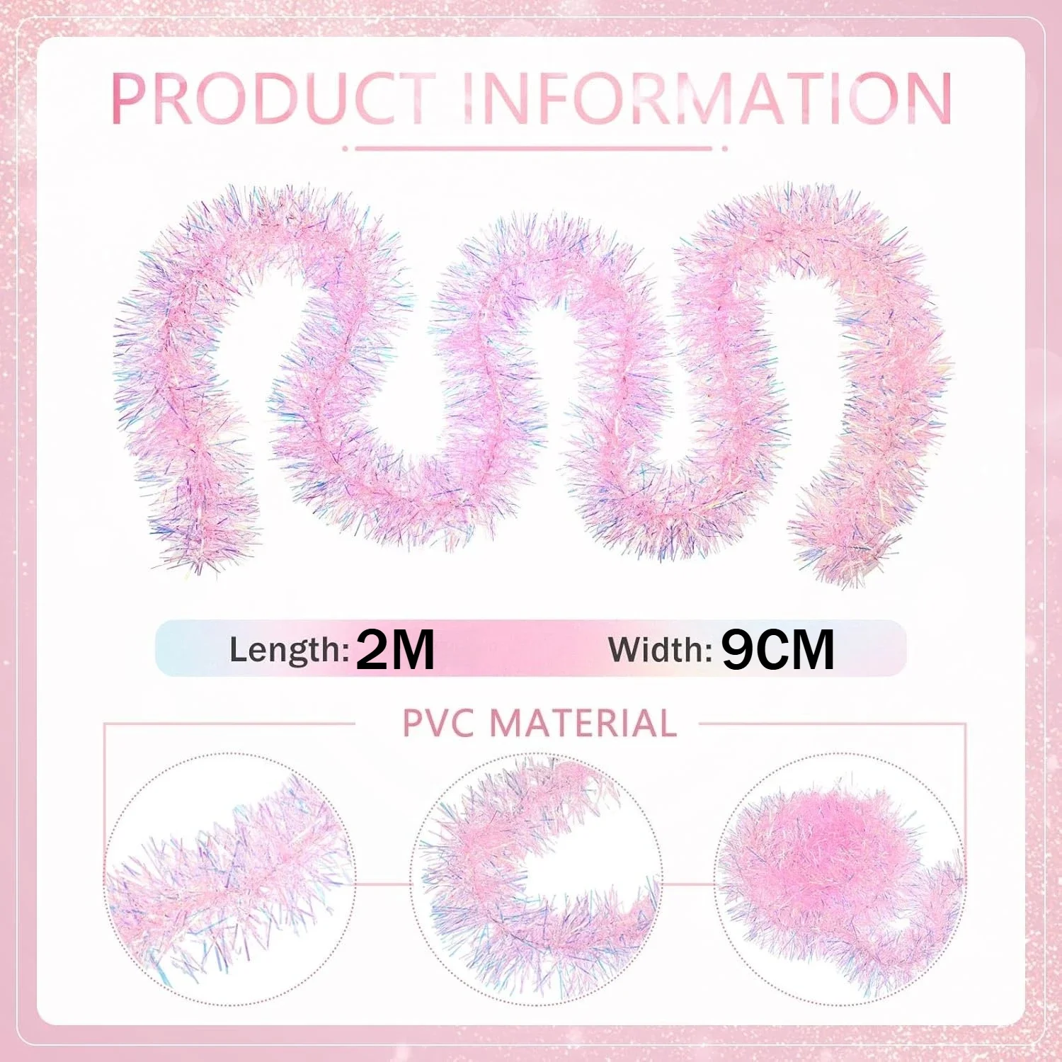 2M Pink Christmas Tinsel Garla - Tinsel Garland Decoration 리뷰 및 가격
