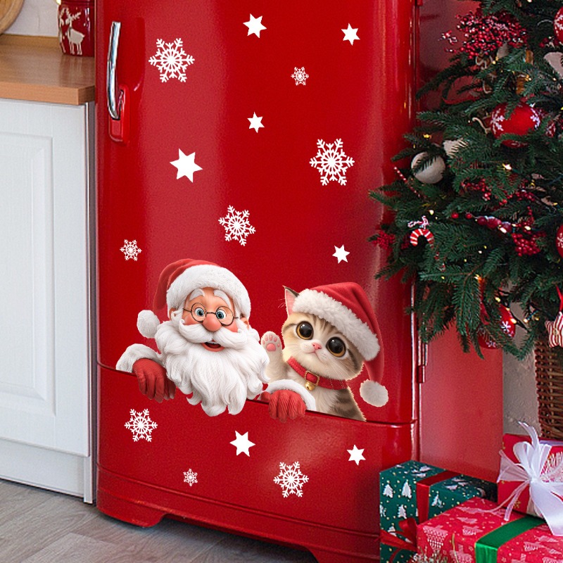 Kitten Santa Claus Window Stic - Snowflake Window Decal 리뷰 및 가격