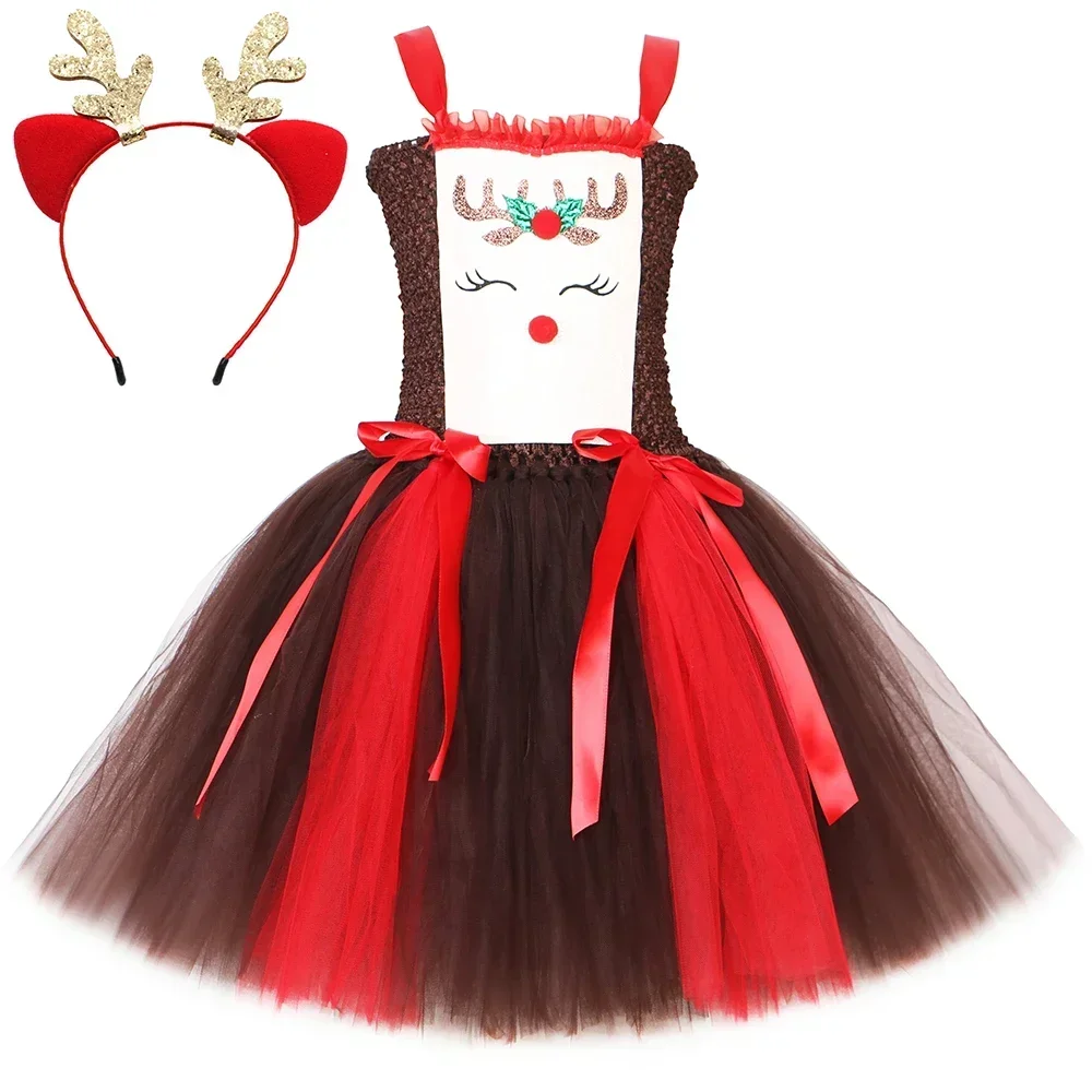 Christmas Party Tutu Dress Rud - Reindeer Antlers Headband 리뷰 및 가격