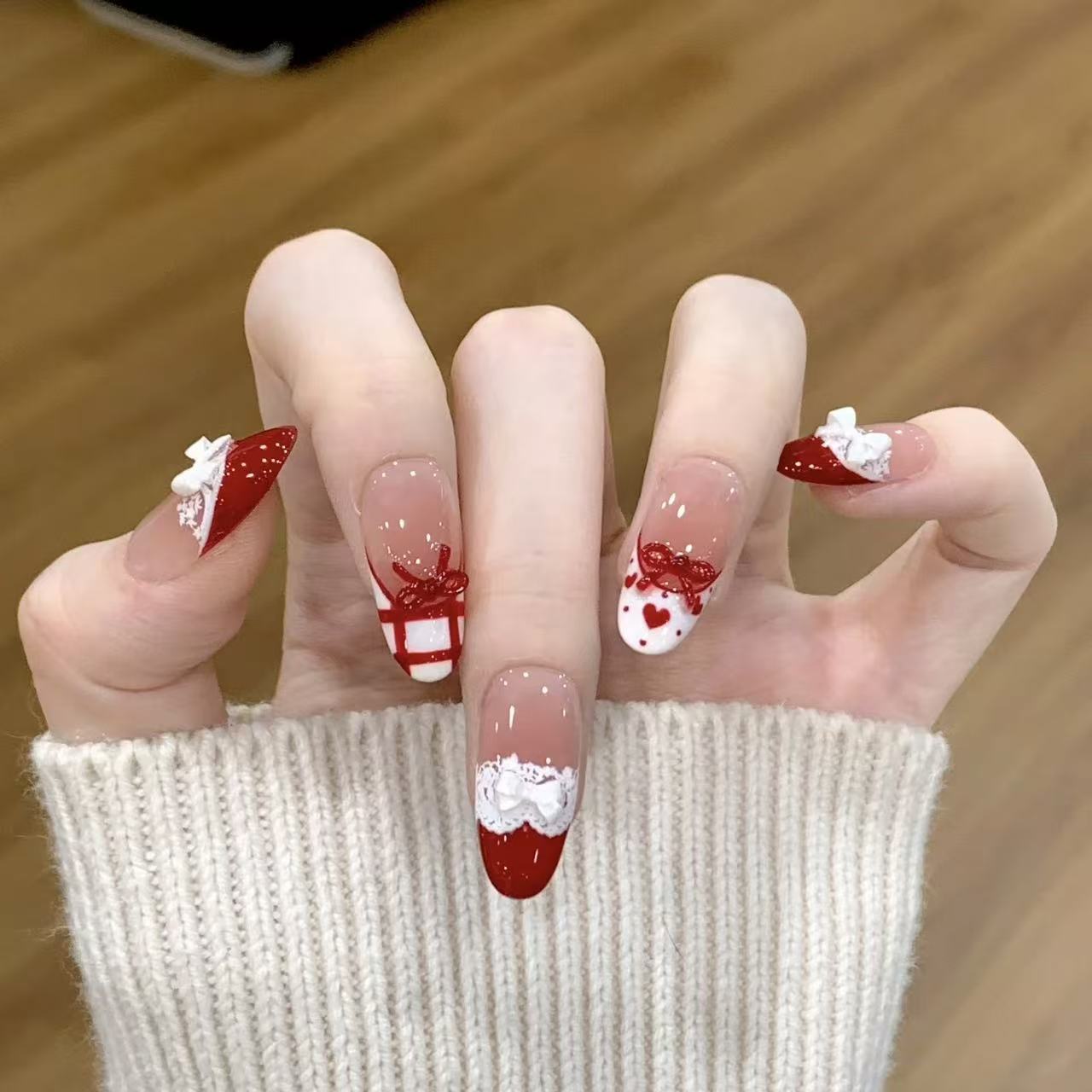 10pcs Handmade Press on Nails  - Christmas Throw Blanket 리뷰 및 가격