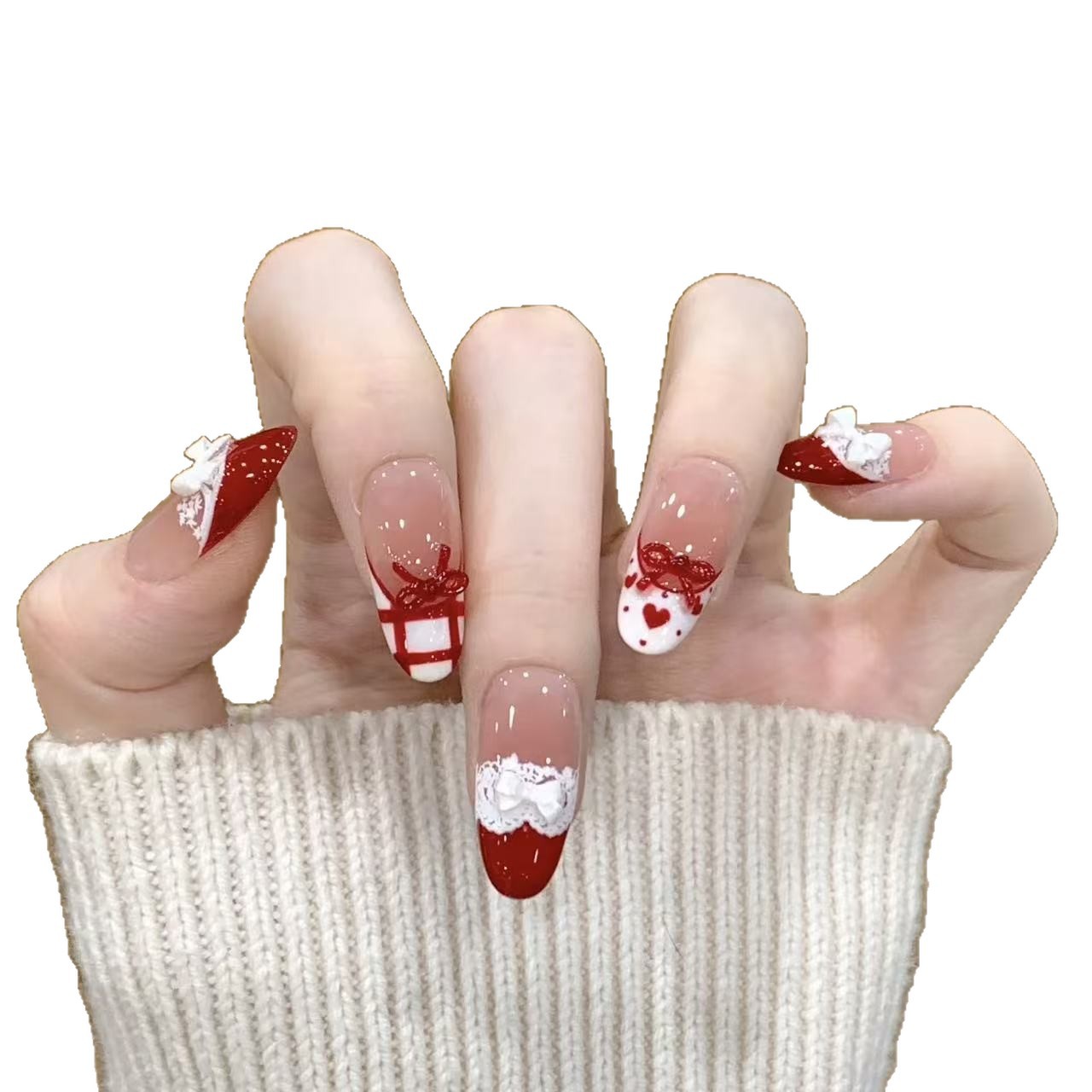 10pcs Handmade Press on Nails  - Christmas Throw Blanket 리뷰 및 가격