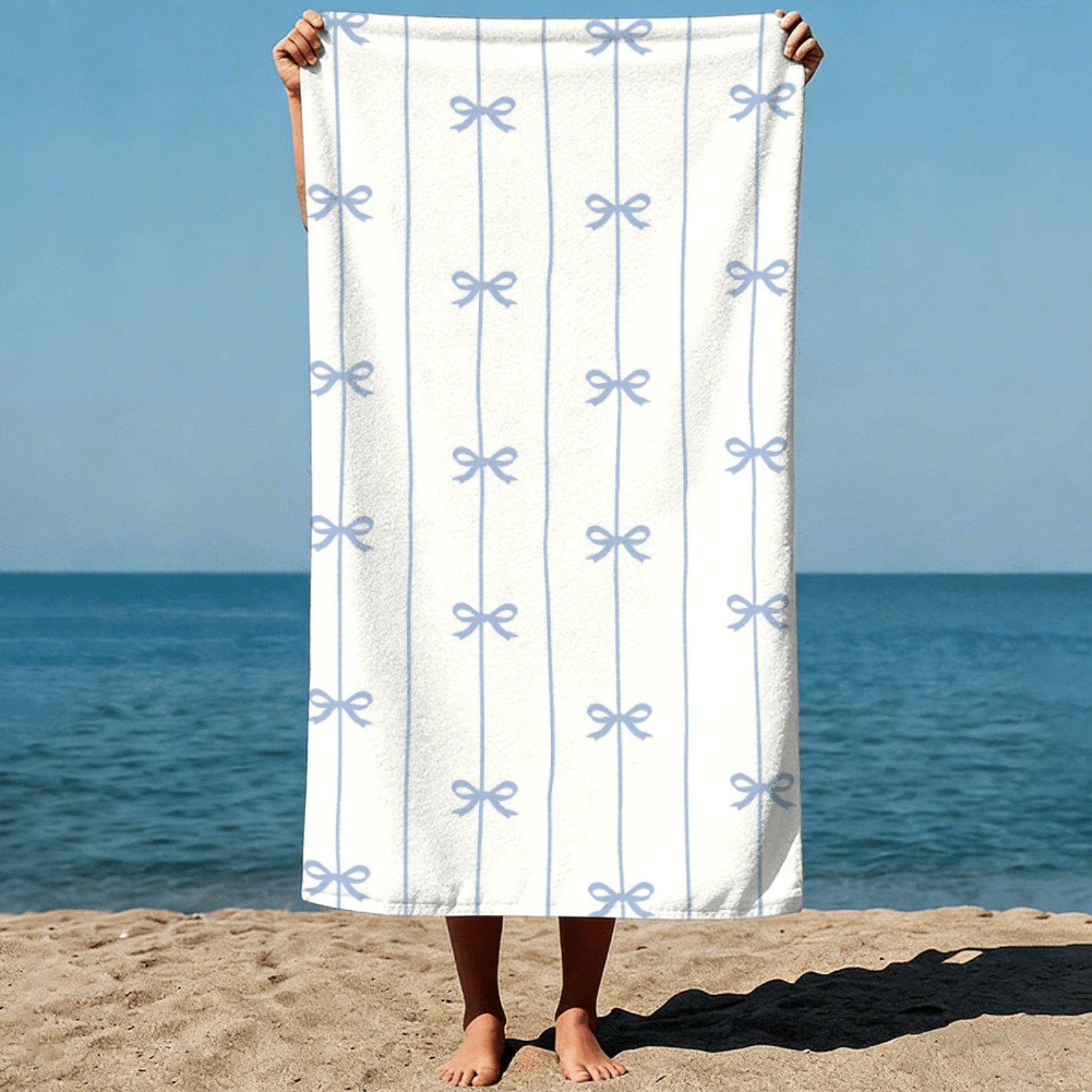 1pc Summer Beach Towel Blue Ri - Ribbon Bow Gift 리뷰 및 가격