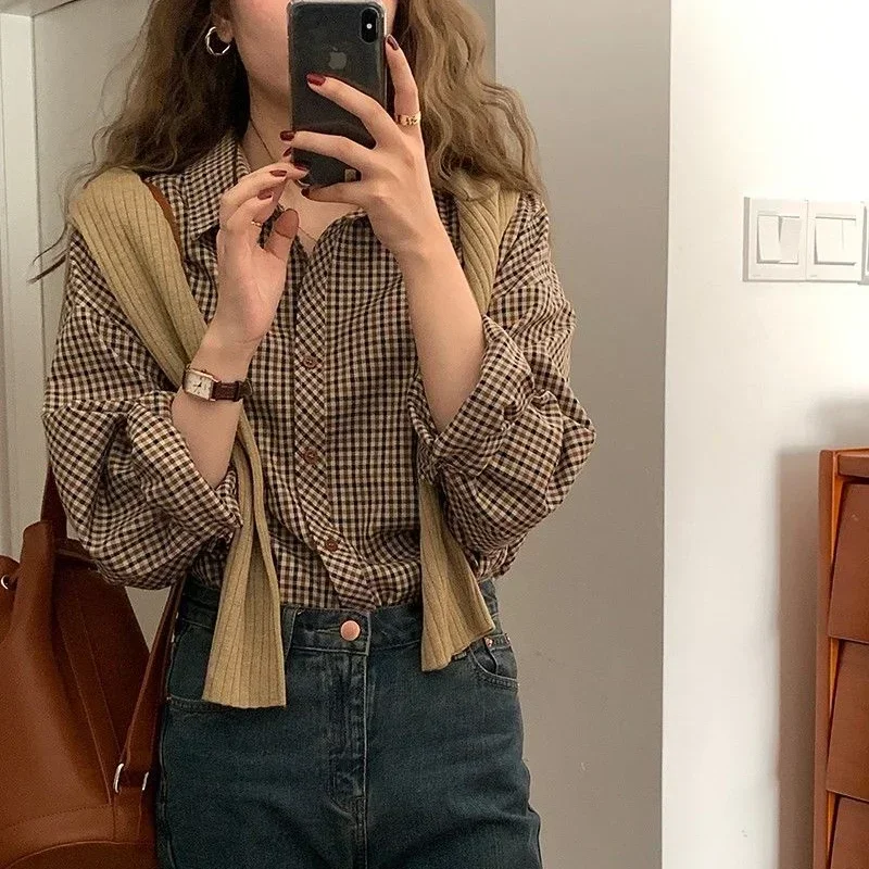 Plaid Shirts Women Retro Turn- - Christmas Throw Blanket 리뷰 및 가격