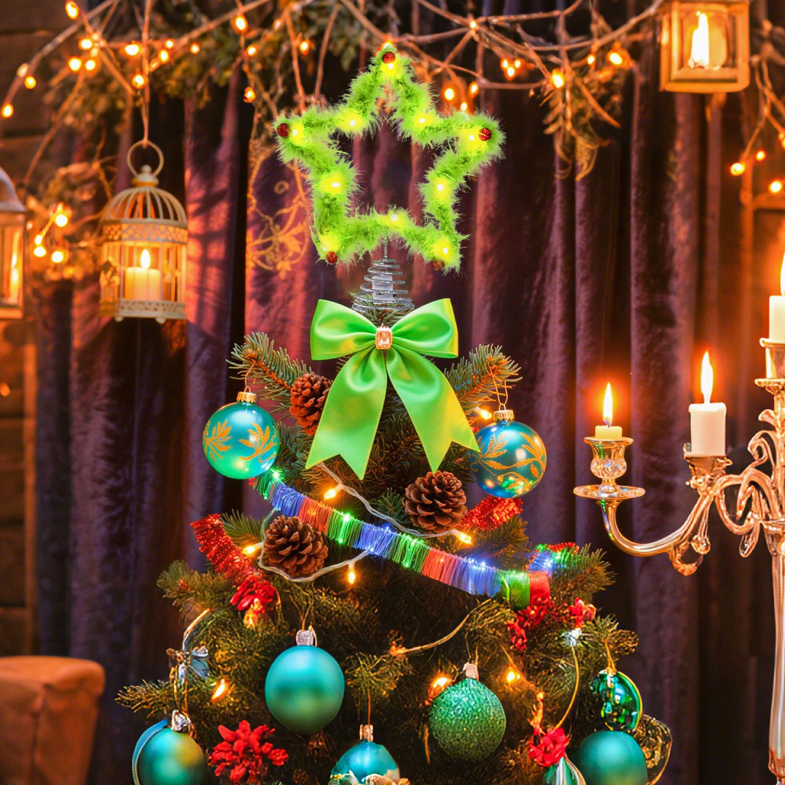 Christmas Fuzzy Grinch Star Tr - Star Tree Topper 리뷰 및 가격