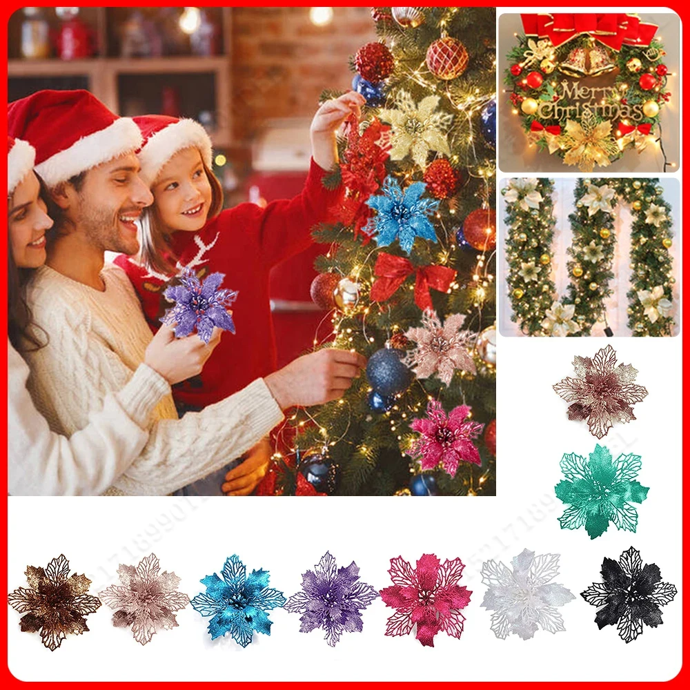 5pcs 9cm Glitter Artifical Chr - Christmas Wreath Fake 리뷰 및 가격