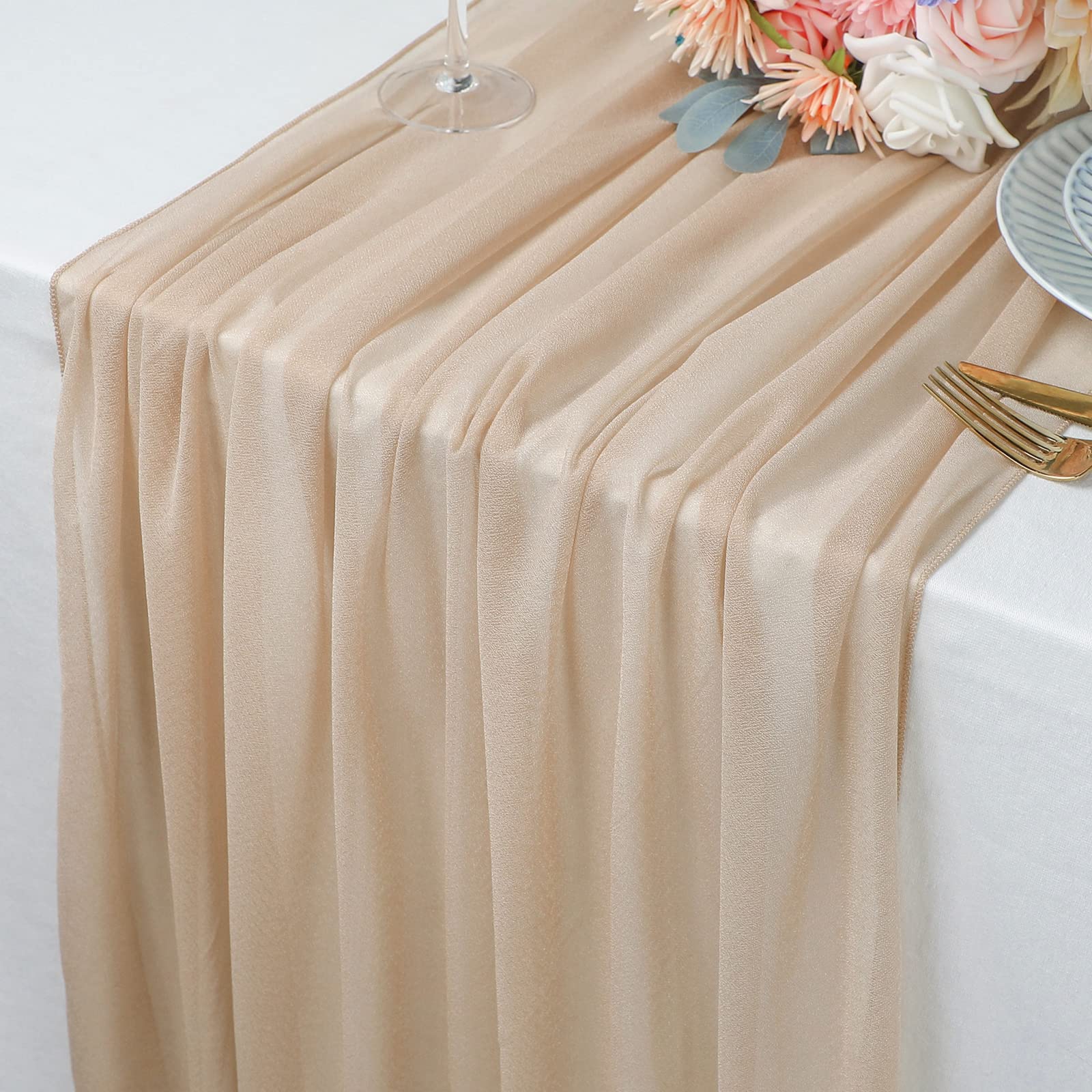 Beige Table Runner Chiffon Tab - Christmas Table Runner 리뷰 및 가격