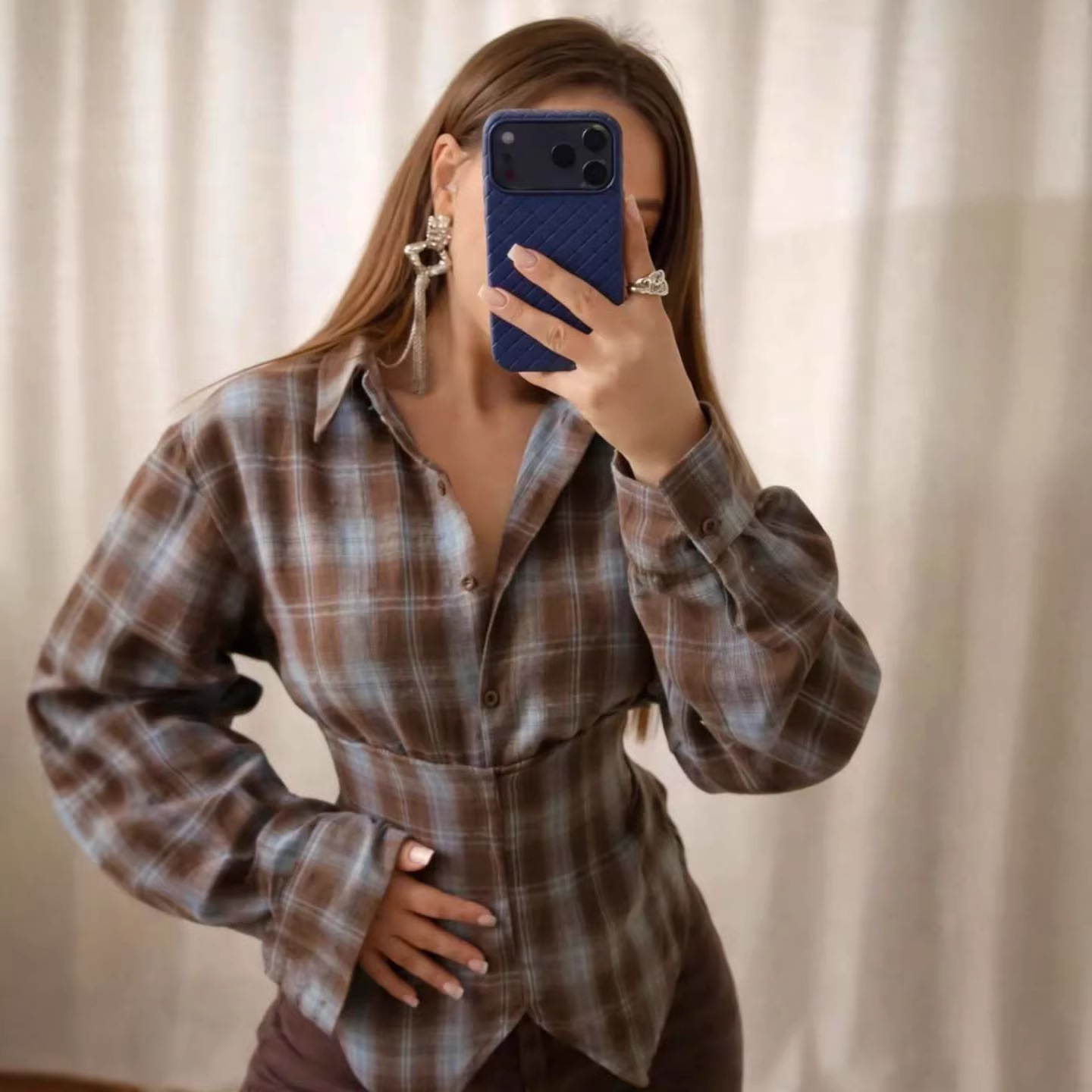 Loose Women's Plaid Blouse Vin - Christmas Throw Blanket 리뷰 및 가격