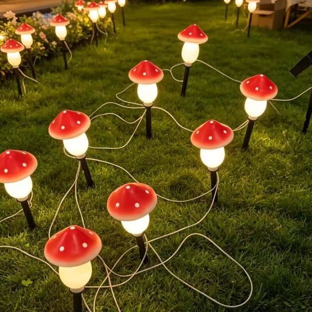 Solar Mushroom String Lights W - Christmas Lights Outdoor 리뷰 및 가격