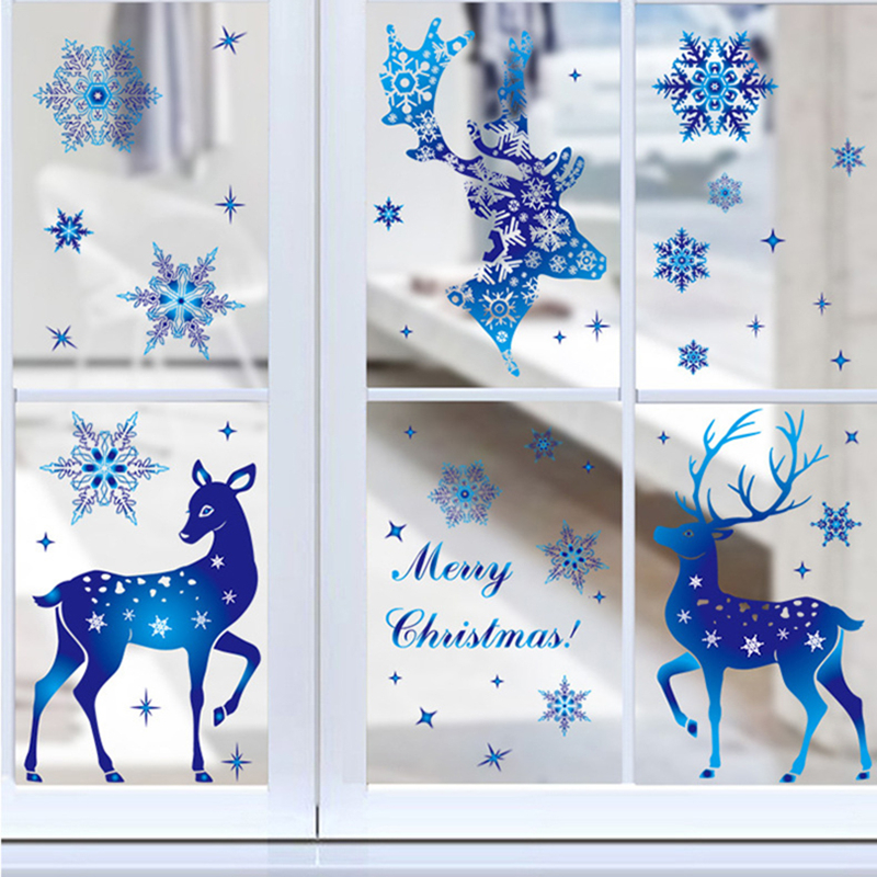 Christmas Window Stickers Elk  - Snowflake Window Decal 리뷰 및 가격