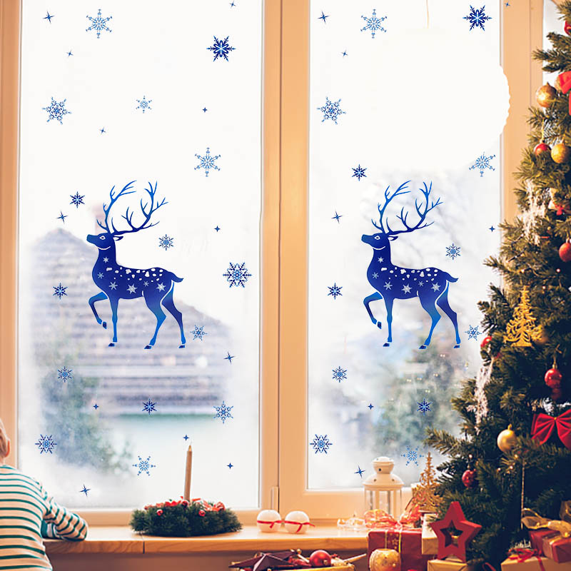 Christmas Window Stickers Elk  - Snowflake Window Decal 리뷰 및 가격