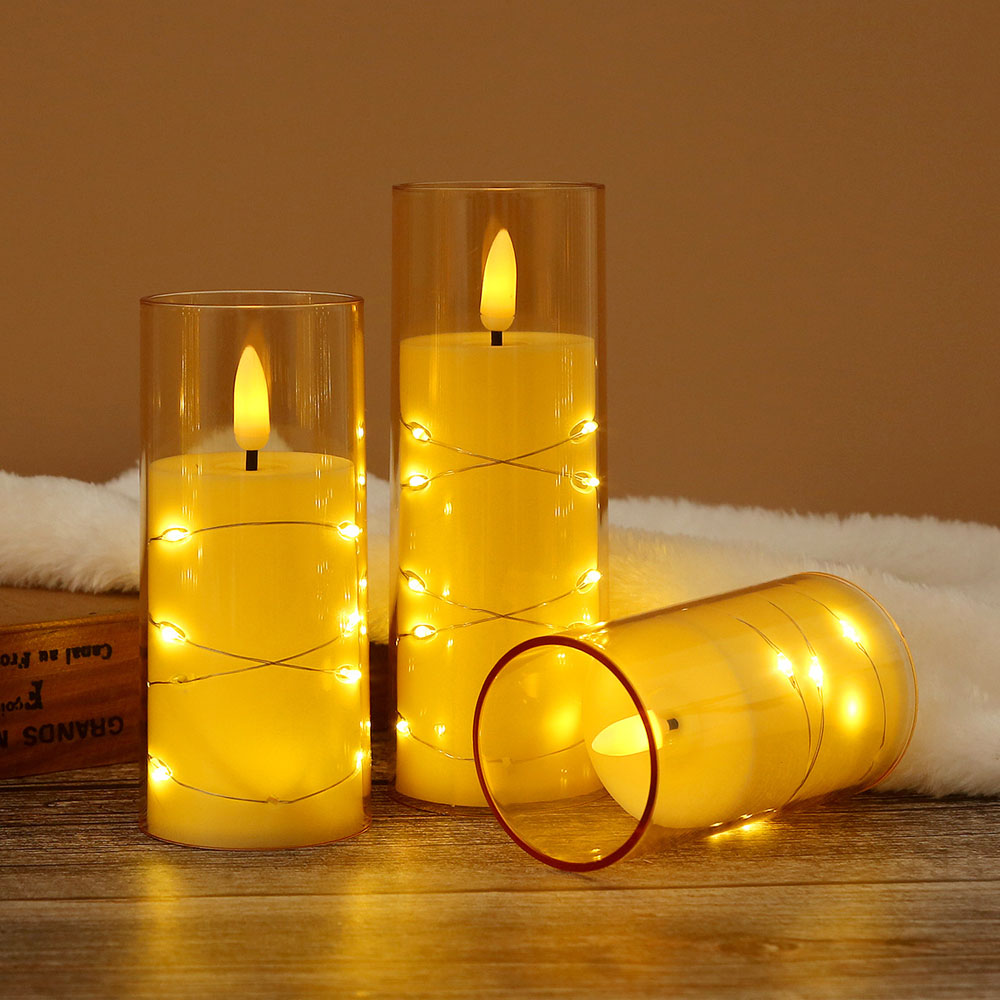 3pcs/set LED Copper Wire Flame - Holiday Candle Set 리뷰 및 가격