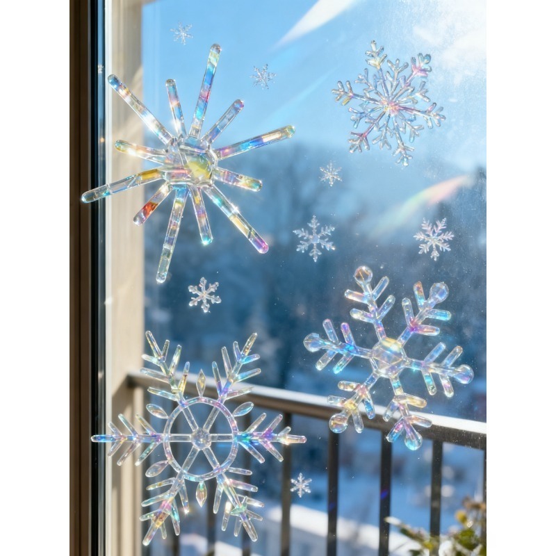 Xmas Snowflake Pattern Rainbow - Snowflake Window Decal 리뷰 및 가격